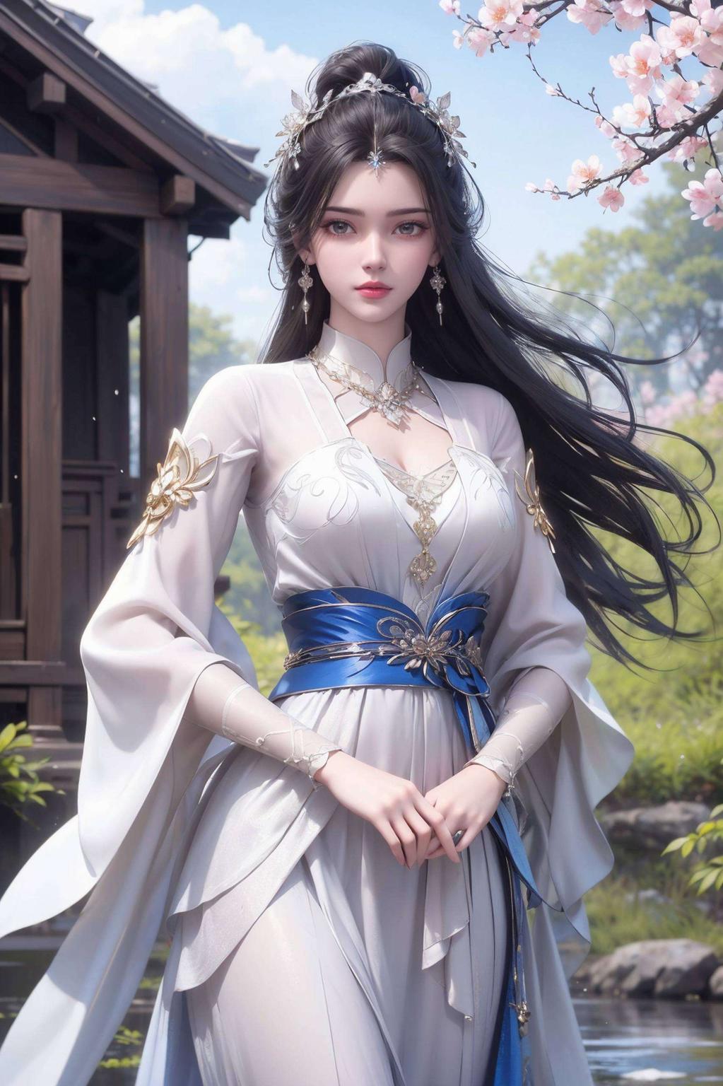 这款极简壁纸融合了动漫美女李慕婉的清新形象