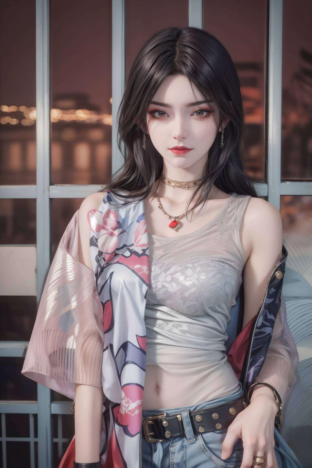 游戏世界里的冷艳女神神秘眼神凝视