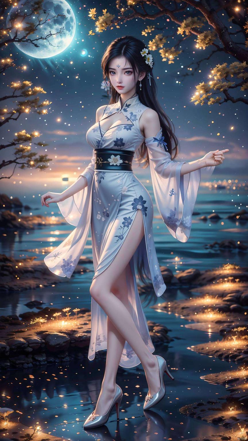 这款唯美精细的月婵壁纸感受二次元的美妙月光