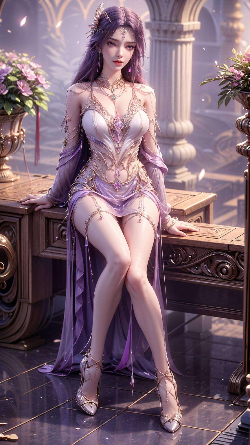 仙子翩翩翠竹掩映