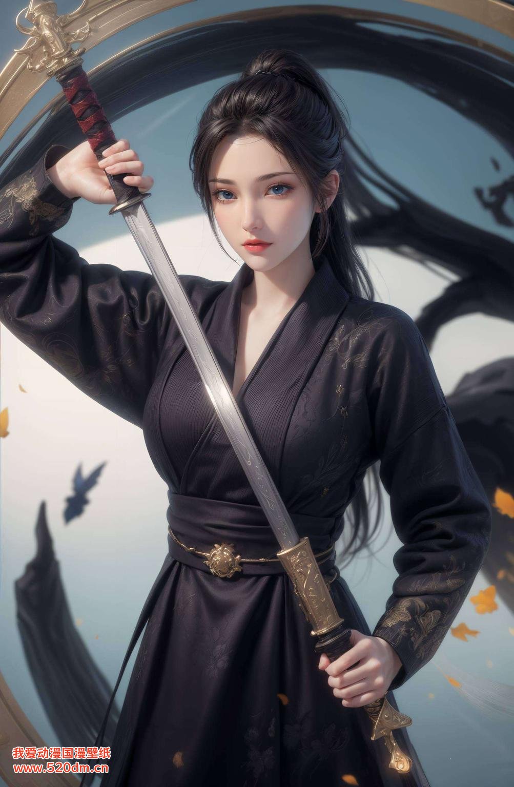 云韵挥剑破空高清壁纸展现4K细腻画质