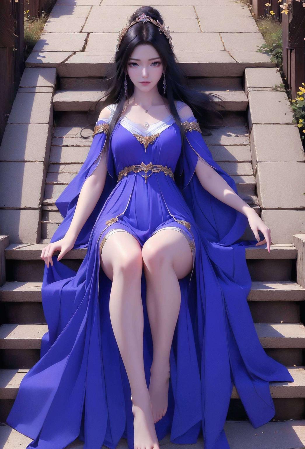 紫灵那深邃的眼神和柔顺的紫发高清细腻